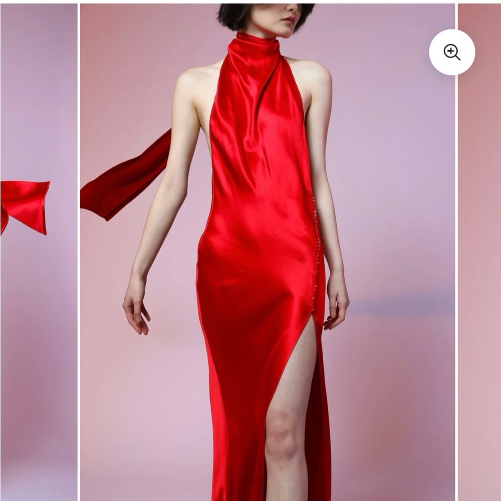 SAU LEE PENELOPE BACKLESS SATIN GOWN